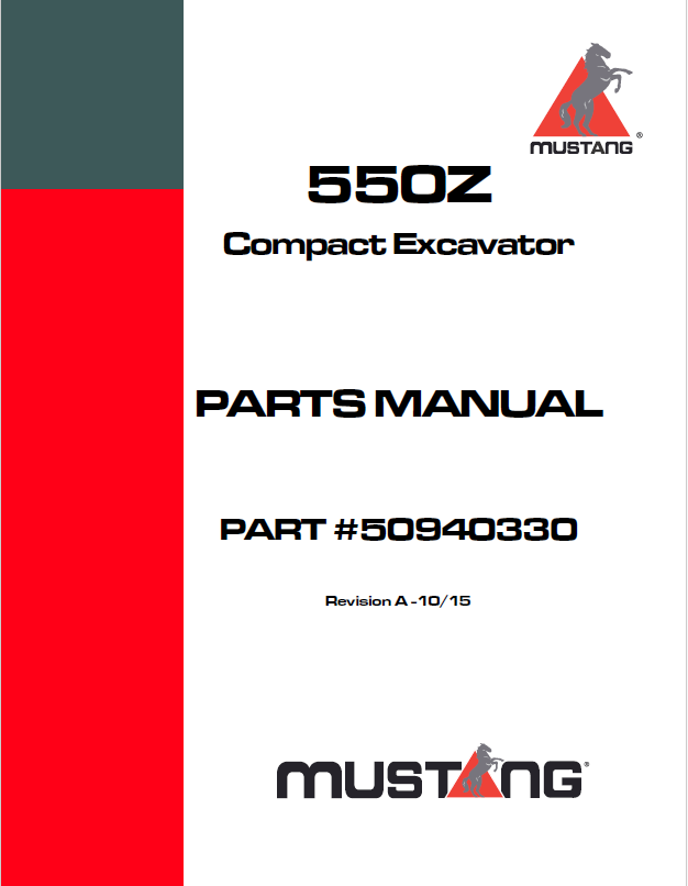 Mustang 550Z Compact Excavator Parts Catalog Manual 50940330 PDF