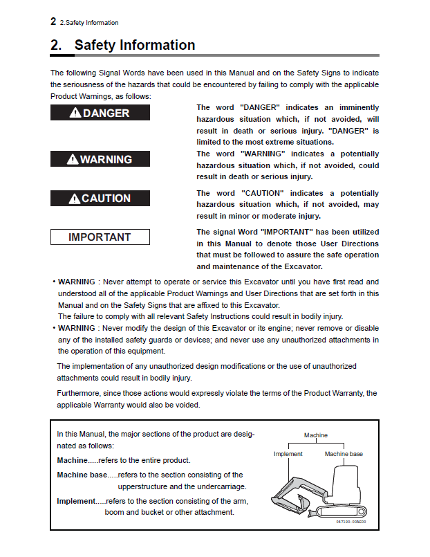 Mustang 550Z Excavator Operation & Maintenance Manual 50940329 PDF