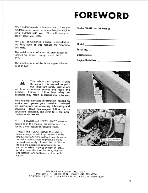 Mustang 552 Skid Steer Loader Manual 000-37854 Complete PDF