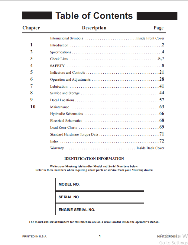 Mustang 634 Telehandler Manual 908475: Safety and Operation Guide