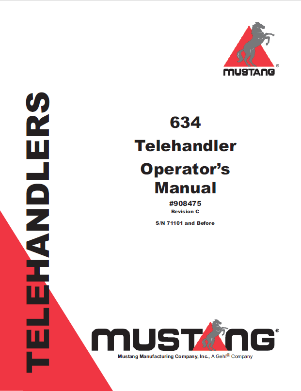 Mustang 634 Telehandler Operator Manual 908475 - PDF Download
