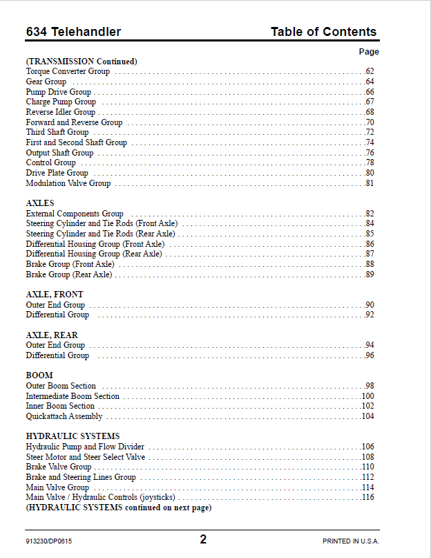 Mustang 634 Telehandler Parts Catalog PDF | Tier II Engine Manual 913230
