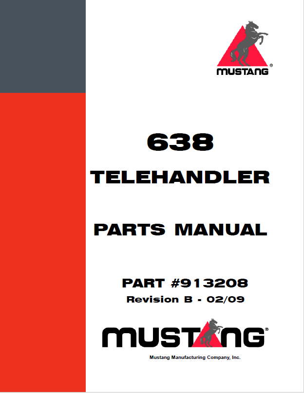 Mustang 638 Telehandler Parts Catalog Manual 913208 PDF Download