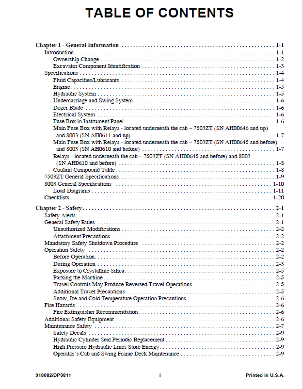 Mustang 7503ZT Excavator Parts Catalog Manual 918083 – Complete PDF Guide
