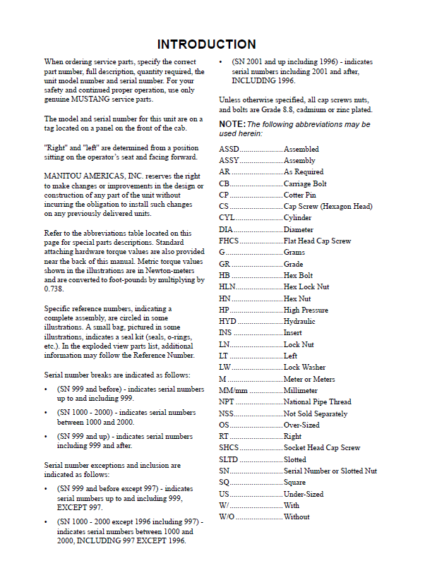Mustang 7503ZT Tier III Compact Excavator Parts Manual 918083 Download PDF