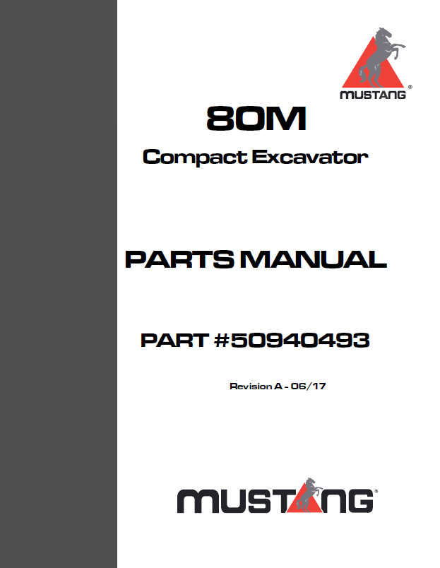 Mustang 80M Compact Excavator Parts Catalog Manual 50940493 PDF Download
