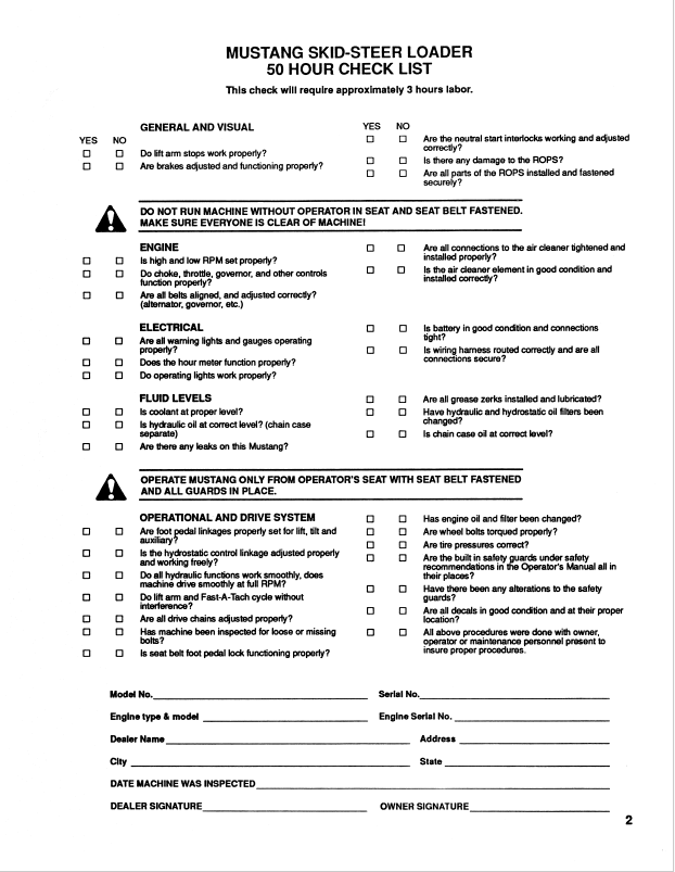 Mustang 910-911 Skid Steer Loader Operation and Maintenance Manual