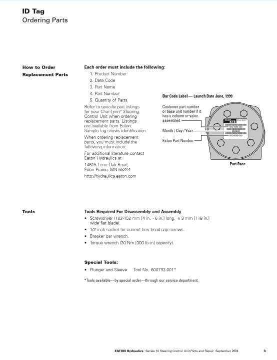 Mustang 913306 Eaton Char-Lynn Series 10 Hydraulic Steering Service Manual PDF