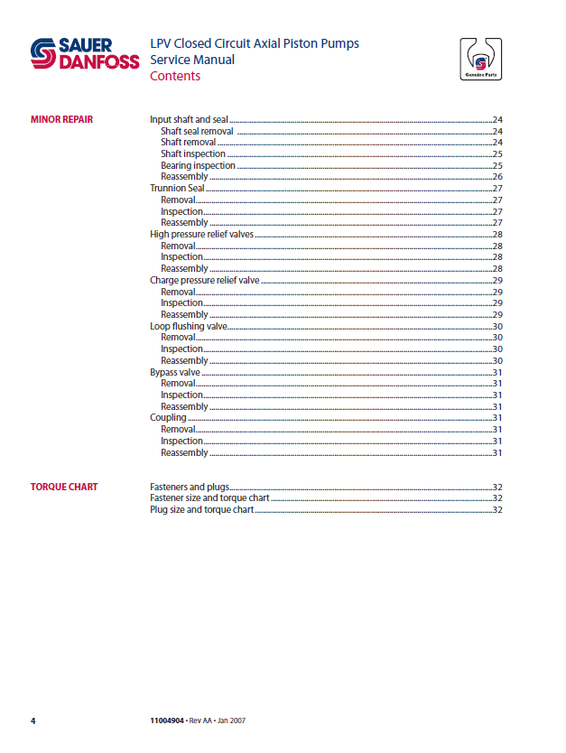 Mustang 917452 LPV Closed Circuit Axial Piston Pump Workshop Manual PDF