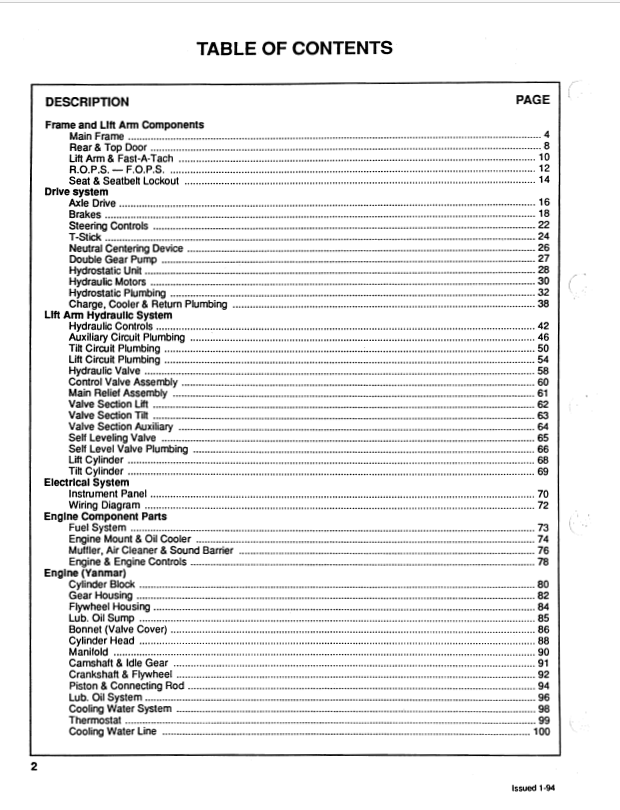 Mustang 940 Skid Steer Loader Spare Parts Catalog 5476803 Manual PDF
