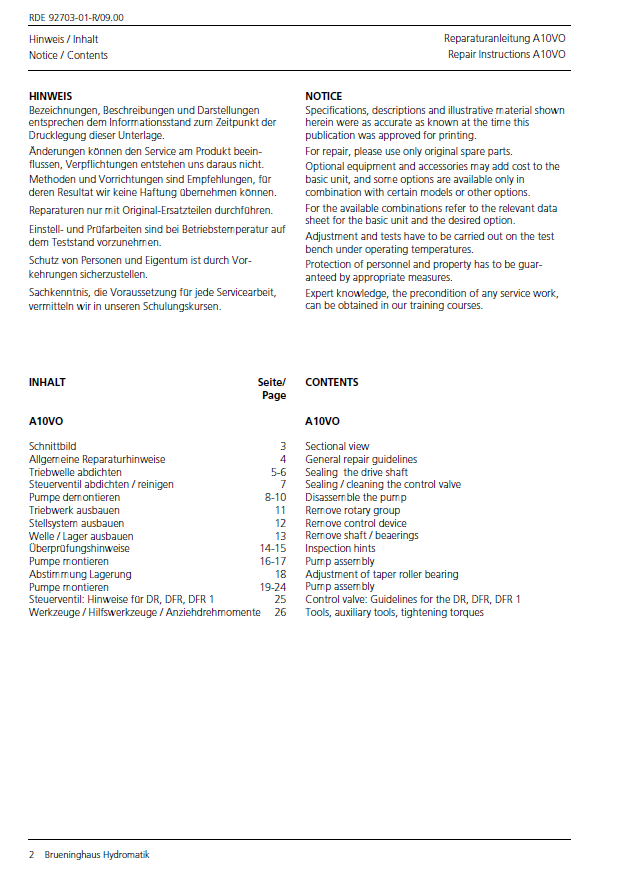 Mustang A10VO 915171 Repair Manual PDF Download