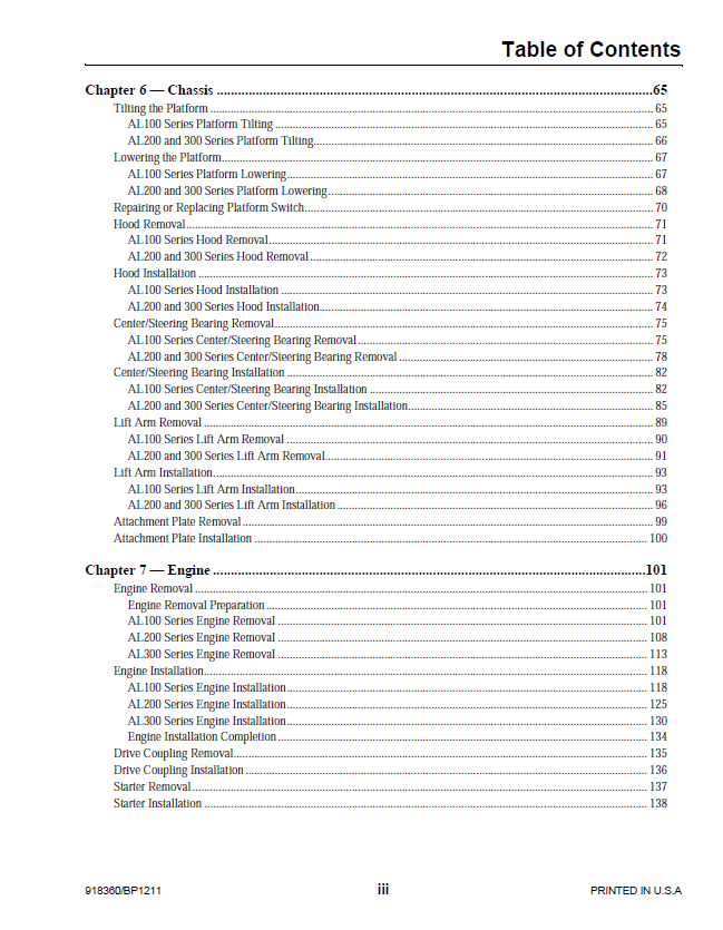 Mustang AL106 AL206 AL306 Maintenance and Repair Manual Download