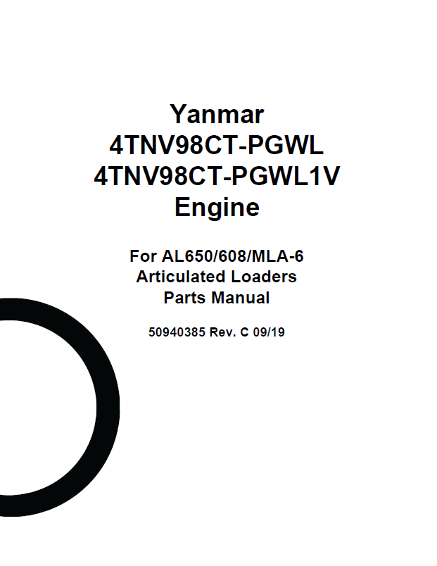 Mustang AL650, 608, MLA-6 Loader Parts Catalog Manual 50940385 PDF