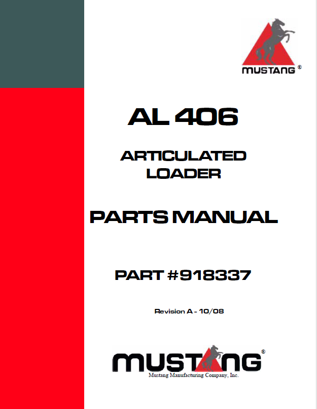 Mustang AL 406 Articulated Loader Parts Catalog Manual 918337 PDF
