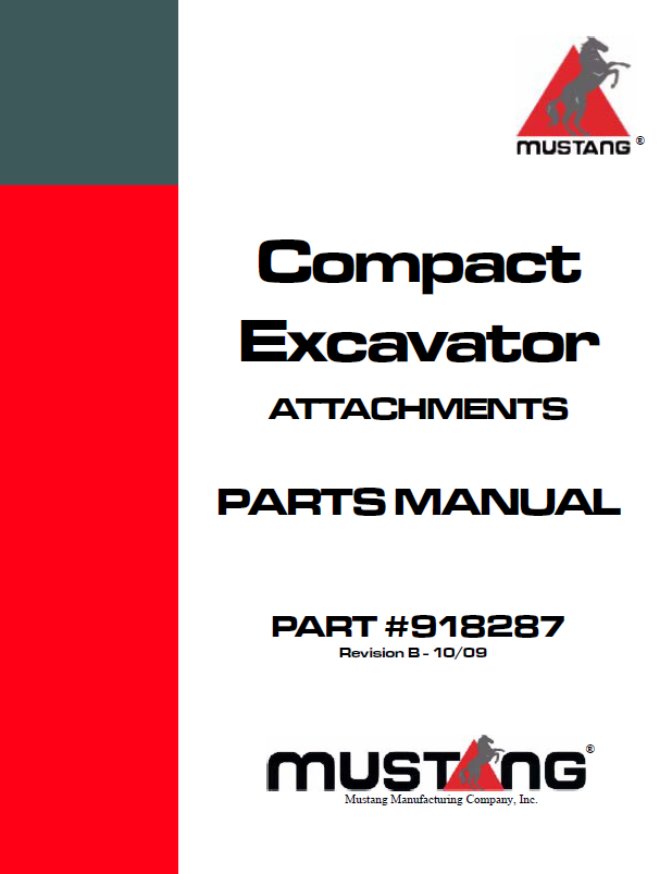Mustang Compact Excavator Attachment Parts Catalog Manual 918287 PDF