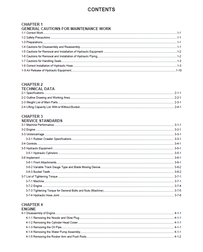 Mustang Compact Excavator M08-80M Workshop Service Manual PDF