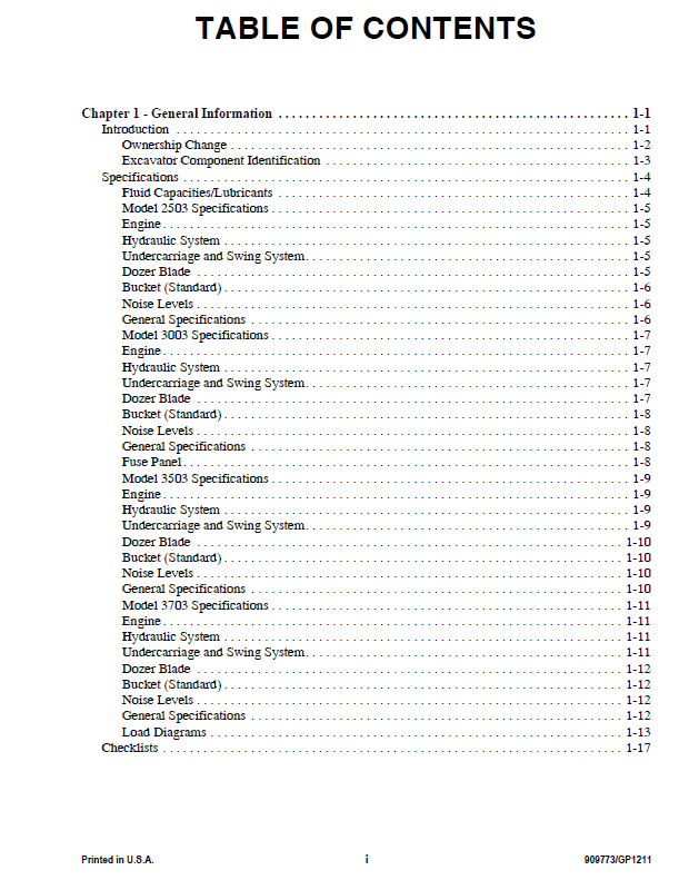 Mustang Compact Excavator ME2503-ME3703 Operator and Maintenance Manual PDF