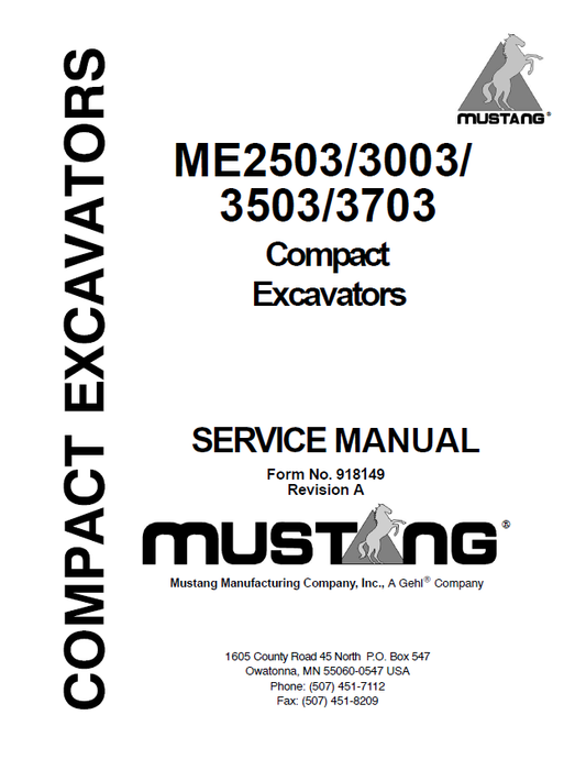 Mustang Compact ME2503 ME3003 ME3503 ME3703 Service Manual 918149 PDF
