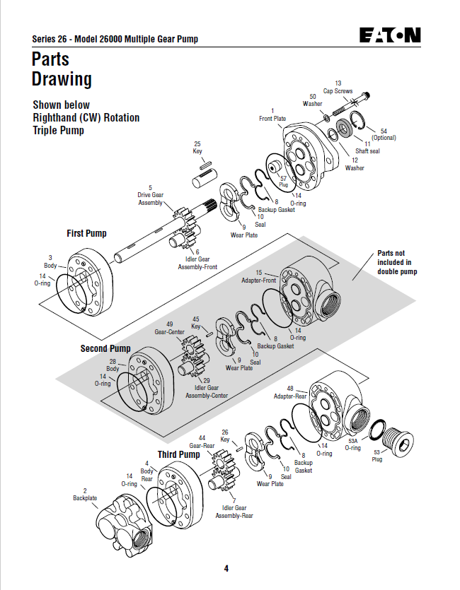 Mustang Eaton 26000 Skid-Steer Loader Hydraulic Gear Pump Manual Download PDF