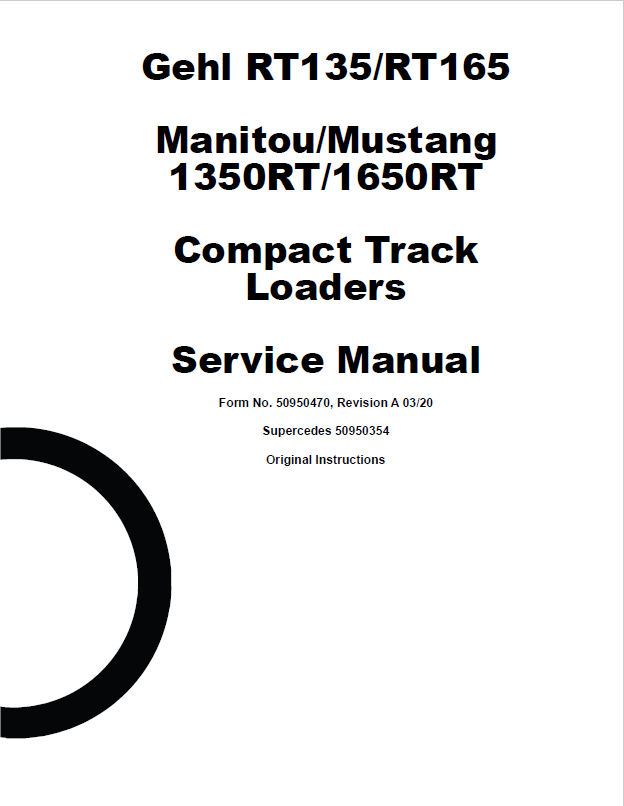 Mustang Gehl RT135 RT165 & Manitou 1350RT 1650RT Service Manual PDF