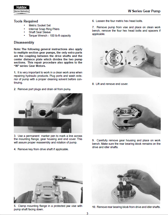 Mustang Hydraulic Gear Pump W-Series Service and Maintenance Manual 915100