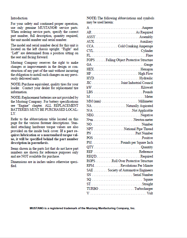 Mustang ME12002 Excavator Repair & Service Manual 909768 PDF