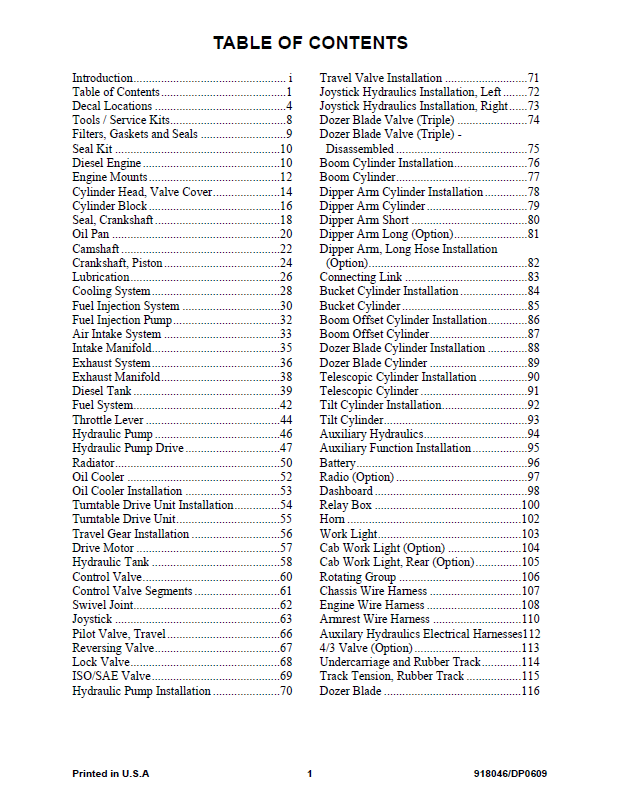 Mustang ME2203 Compact Excavator Spare Parts Catalog 918046 PDF