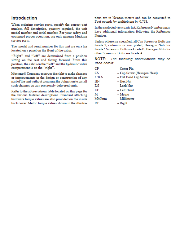 Mustang ME3503 ME3703 Excavator Parts Manual 909790 Download PDF