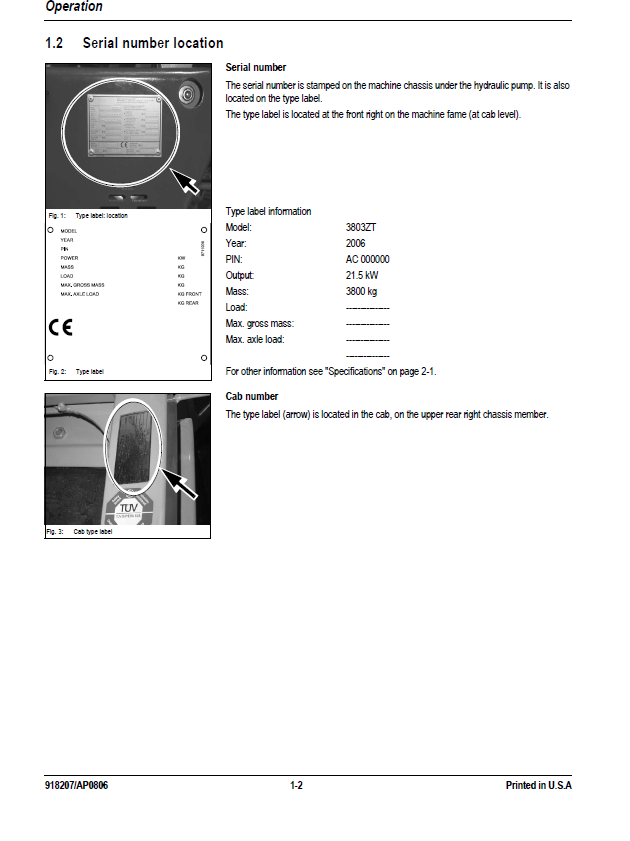Mustang ME3803ZT Excavator Maintenance Manual 918207 Complete PDF