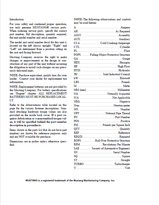 Mustang ME5002 ME6002 ME6502 Repair & Workshop Service Manual PDF