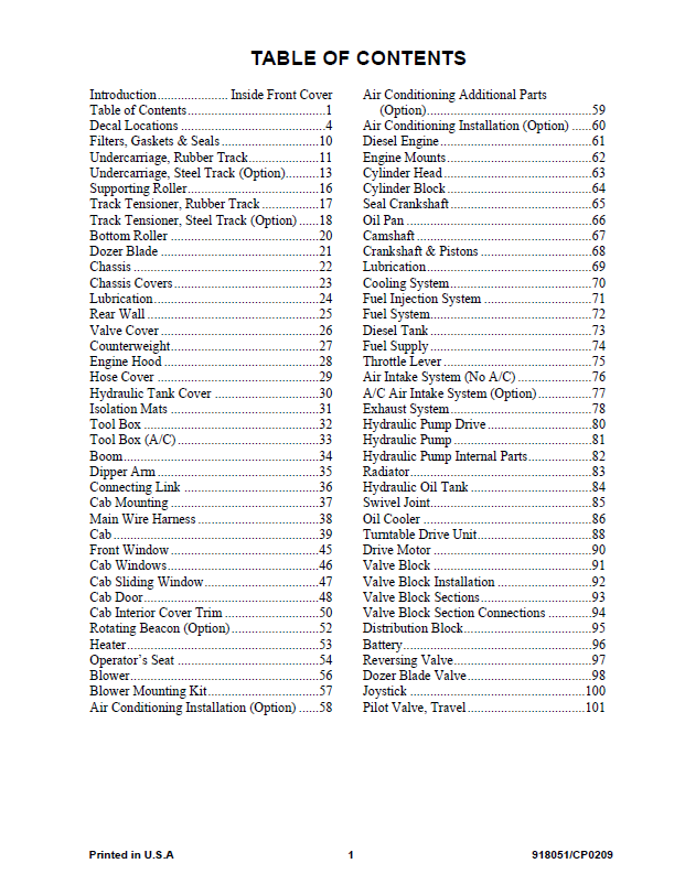 Mustang ME6002 Compact Excavator Parts Book 918051 Download PDF