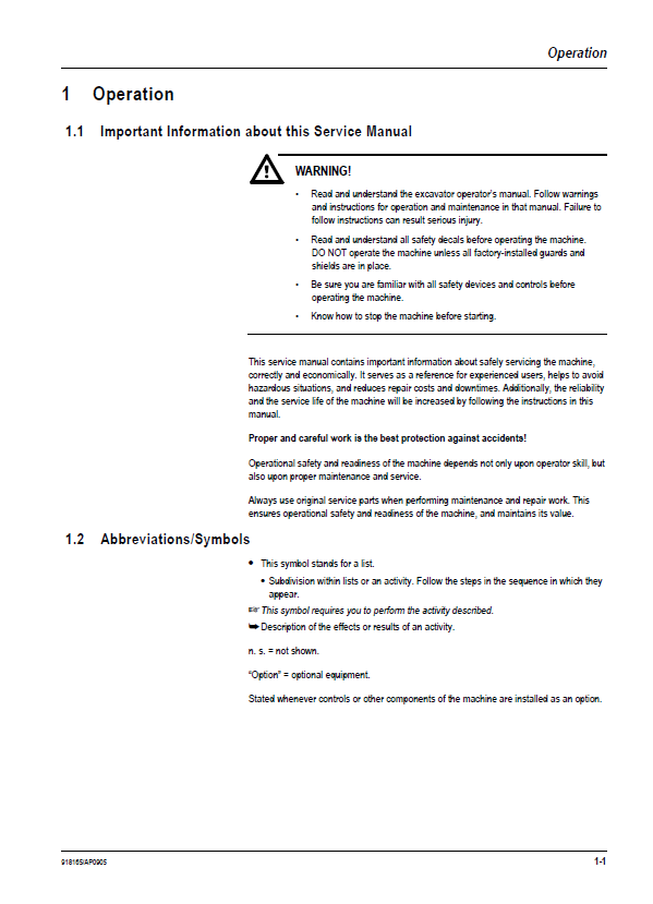Mustang ME7503ZT Excavator Manual 918165 - Maintenance & Repair