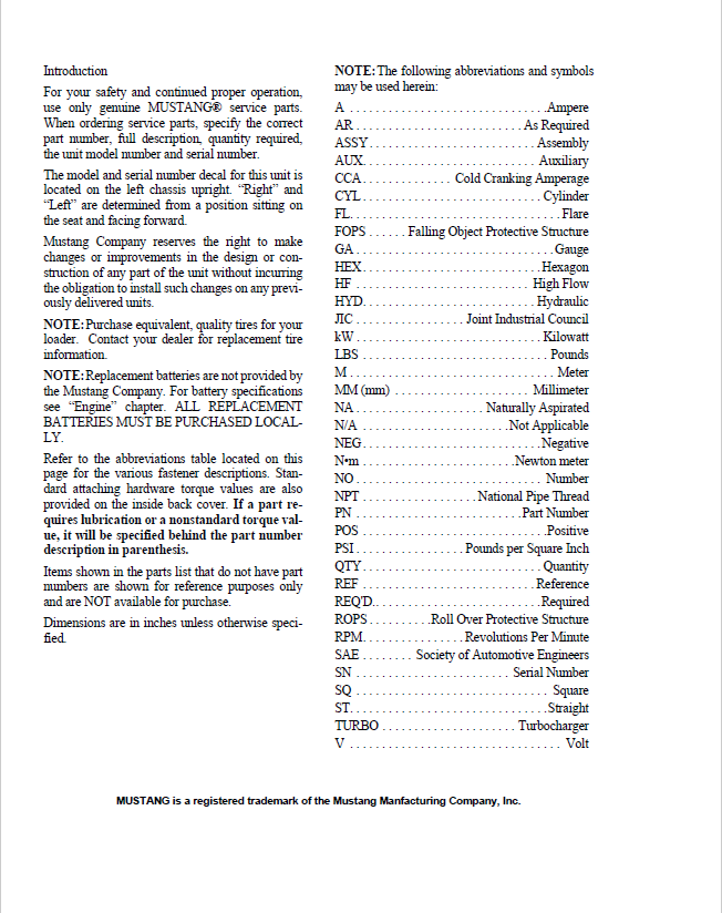 Mustang ME8002 Excavator Repair & Service Manual 918173