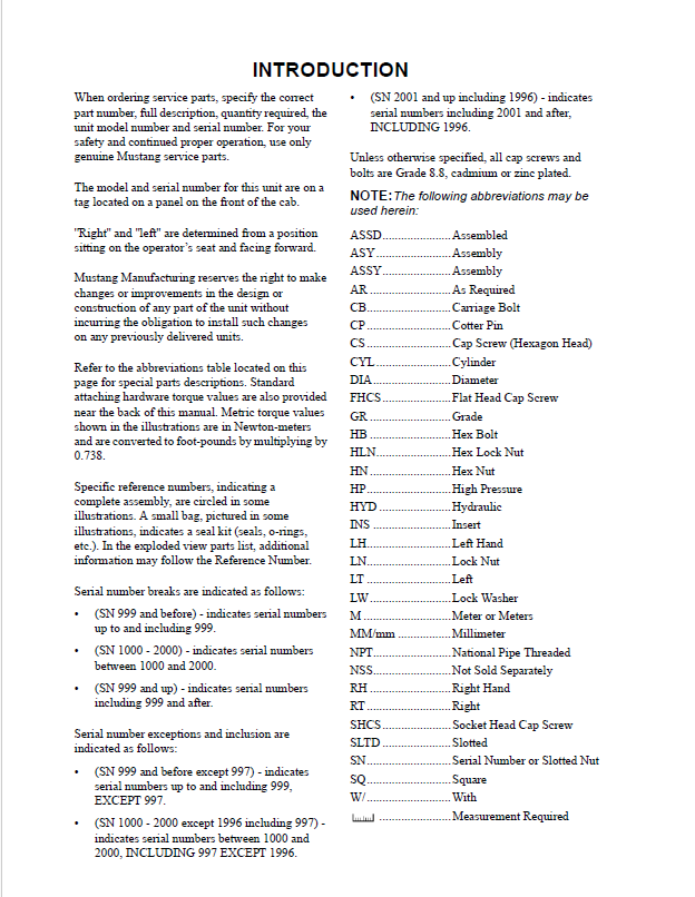Mustang ML42 Parts Manual 909890 – Wheel Loader Catalog PDF
