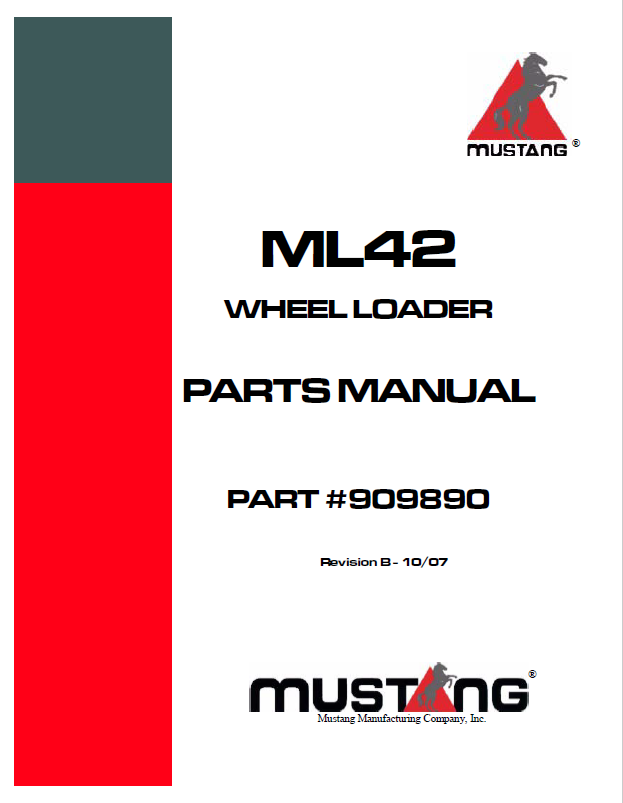 Mustang ML42 Wheel Loader Parts Catalog Manual 909890 PDF Download