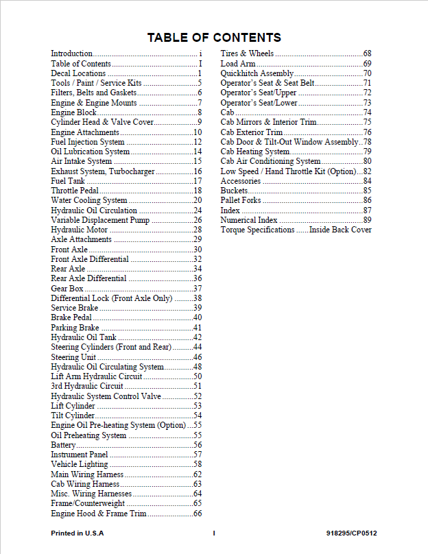 Mustang ML460 All-Wheel-Steer Loader 918295 Parts Manual