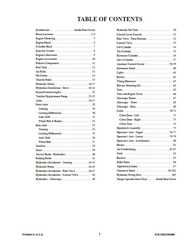 Mustang ML48T All-Wheel Steer Loader Spare Parts Catalog PDF Manual
