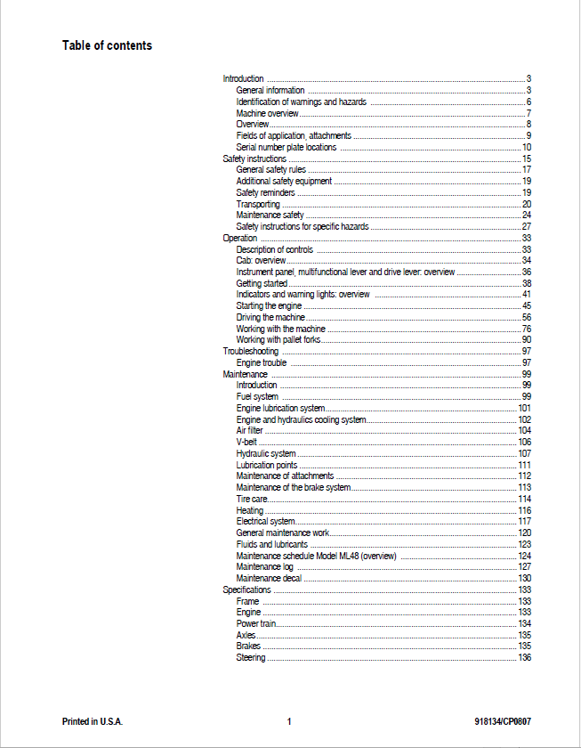 Mustang ML48 All-Wheel-Steer Loader 918134 PDF Manual