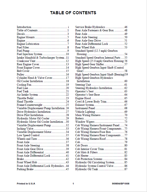 Mustang ML52 All Wheel Steer Loader OEM Parts Catalog 909894