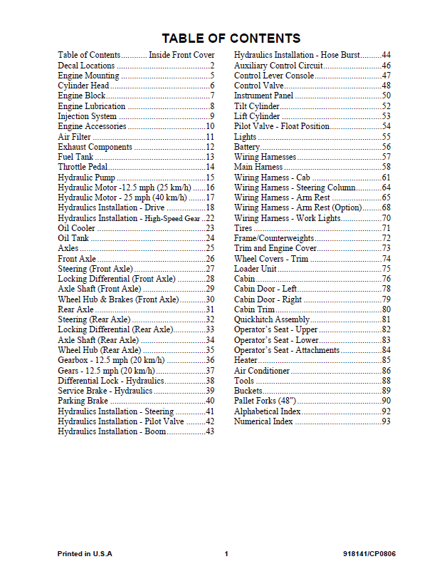 Mustang ML68 All-Wheel-Steer Loader OEM Parts Catalog 918141 PDF