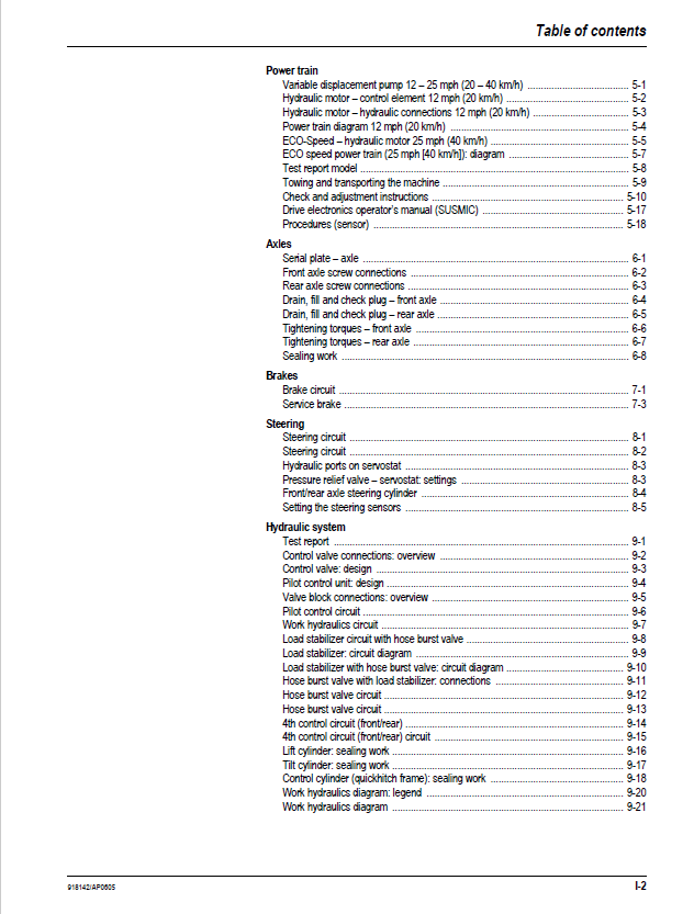 Mustang ML68 All-Wheel-Steer Loader Workshop Manual PDF 918142