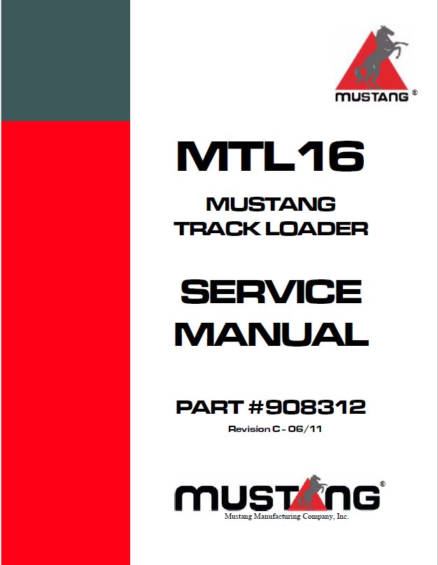 Mustang MTL16 Track Loader Service Manual 908312 PDF