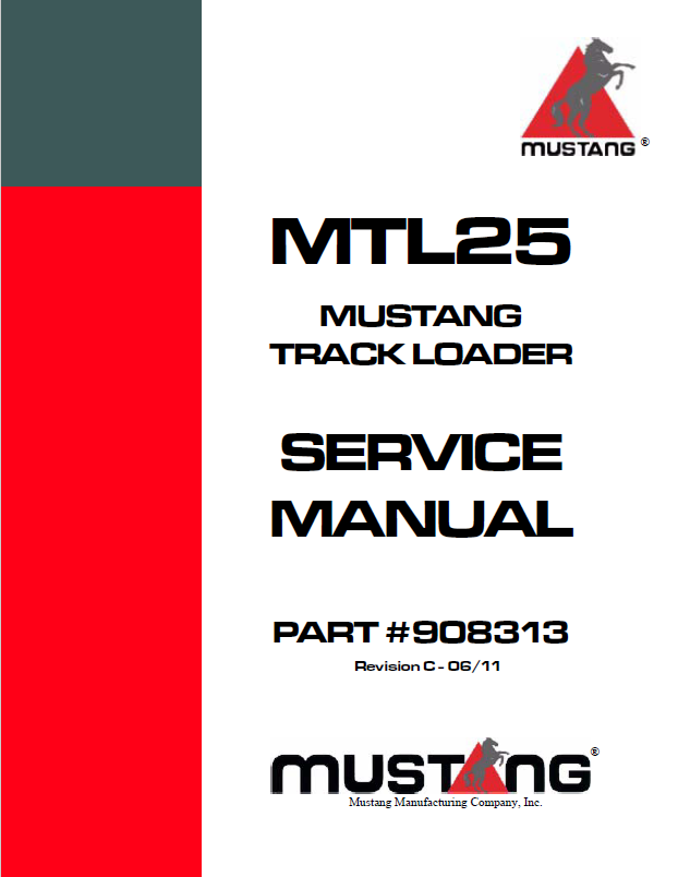 Mustang MTL16 Track Loader Service Manual 908312 PDF