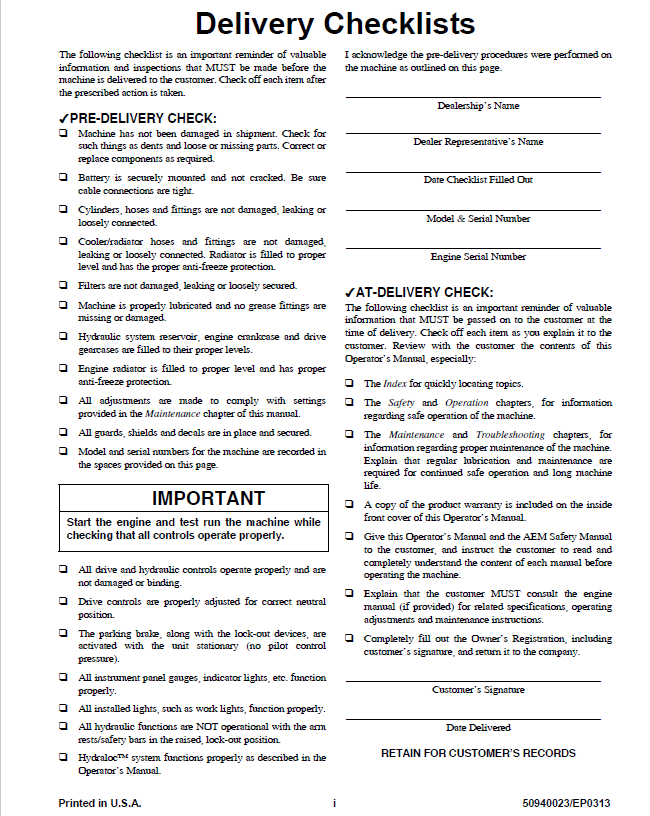Mustang MTL312, MTL316, MTL320 & MTL325 Loader Manual 917300 Complete PDF
