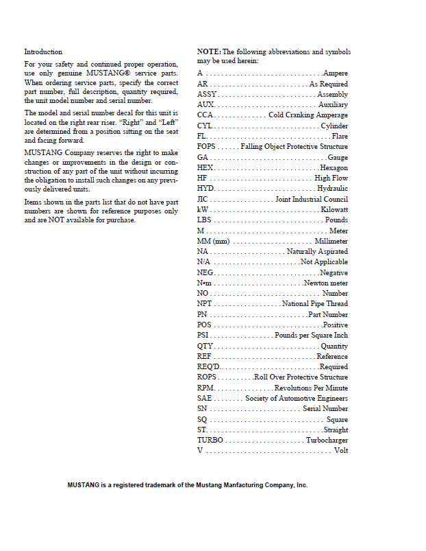 Mustang MTL312 Skid Steer Parts Catalog 917317 - PDF