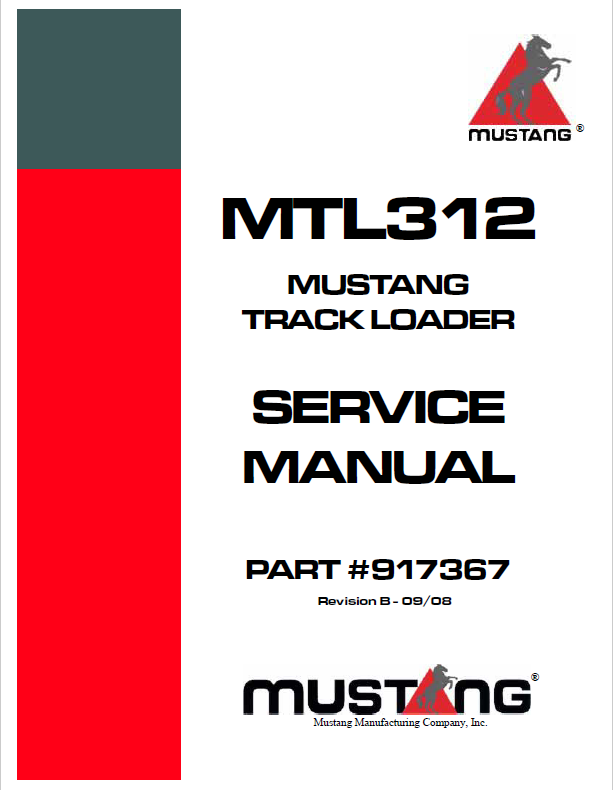 Mustang MTL312 Track Loader Service Manual 917367 PDF