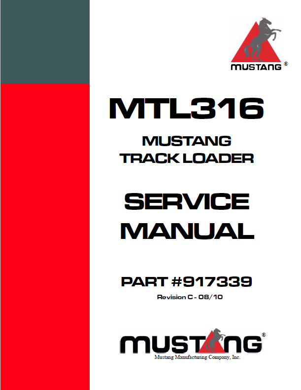 Mustang MTL316 Track Loader Service Manual 917339 PDF