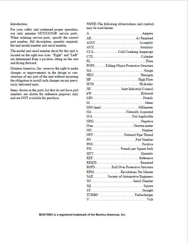 Mustang MTL320 Track Loader Parts Catalog 917319 PDF