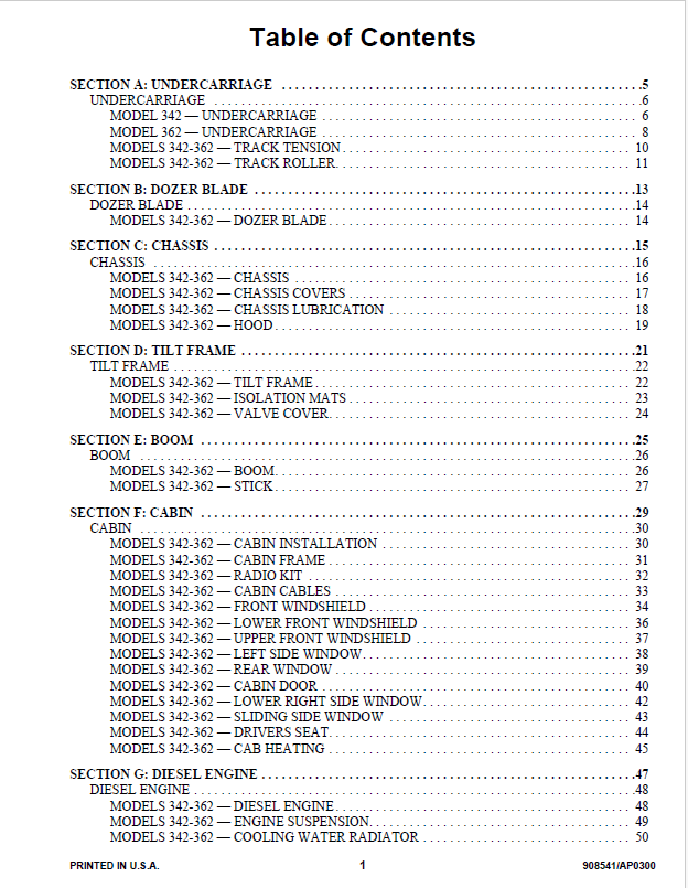 Mustang Mini Excavator 3402/3602 Parts Catalog Manual 000-51002