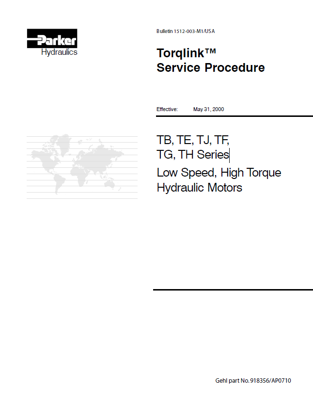 Mustang Parker TB TE TJ TF TG TH Hydraulic Motor Service Manual PDF